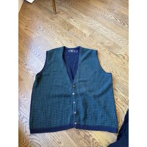 Lake Harmony USA Vest Mens XL Vintage Southwestern Knit Button Front Cotton